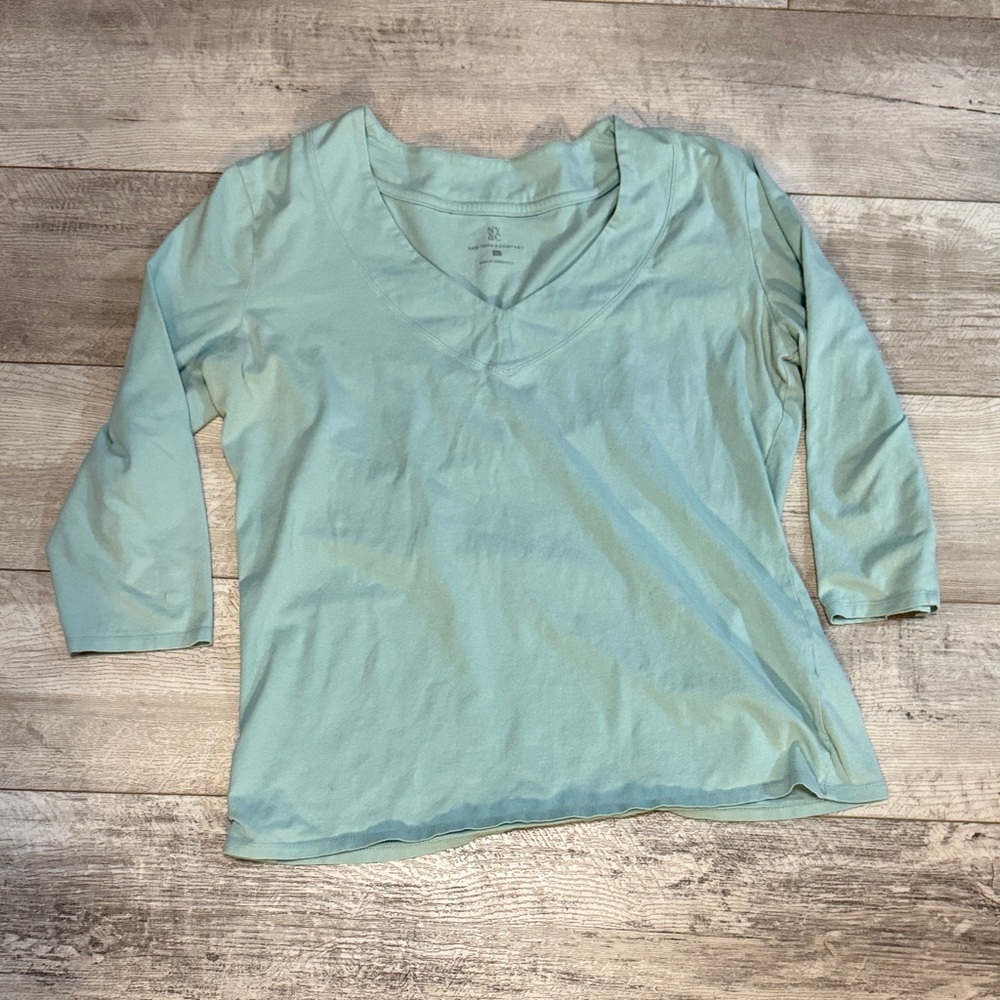 New York & Company Aqua Long Sleeve Tee